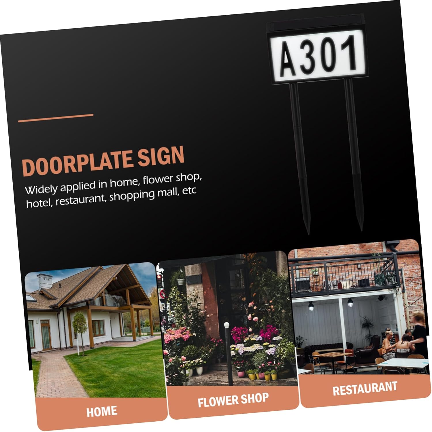 Solar-Powered Door Light Led Home Emergency Illumination Arabic English Letters