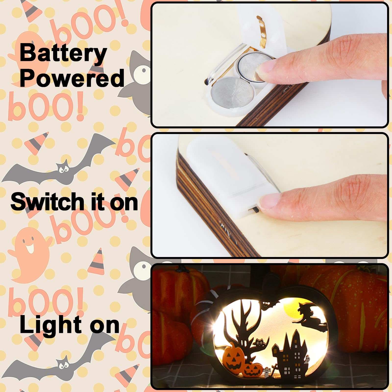 Light Up Halloween Pumpkin Table Sign - Festive Decor -5 Light Up Halloween Pumpkin Table Sign - Festive Decor -5