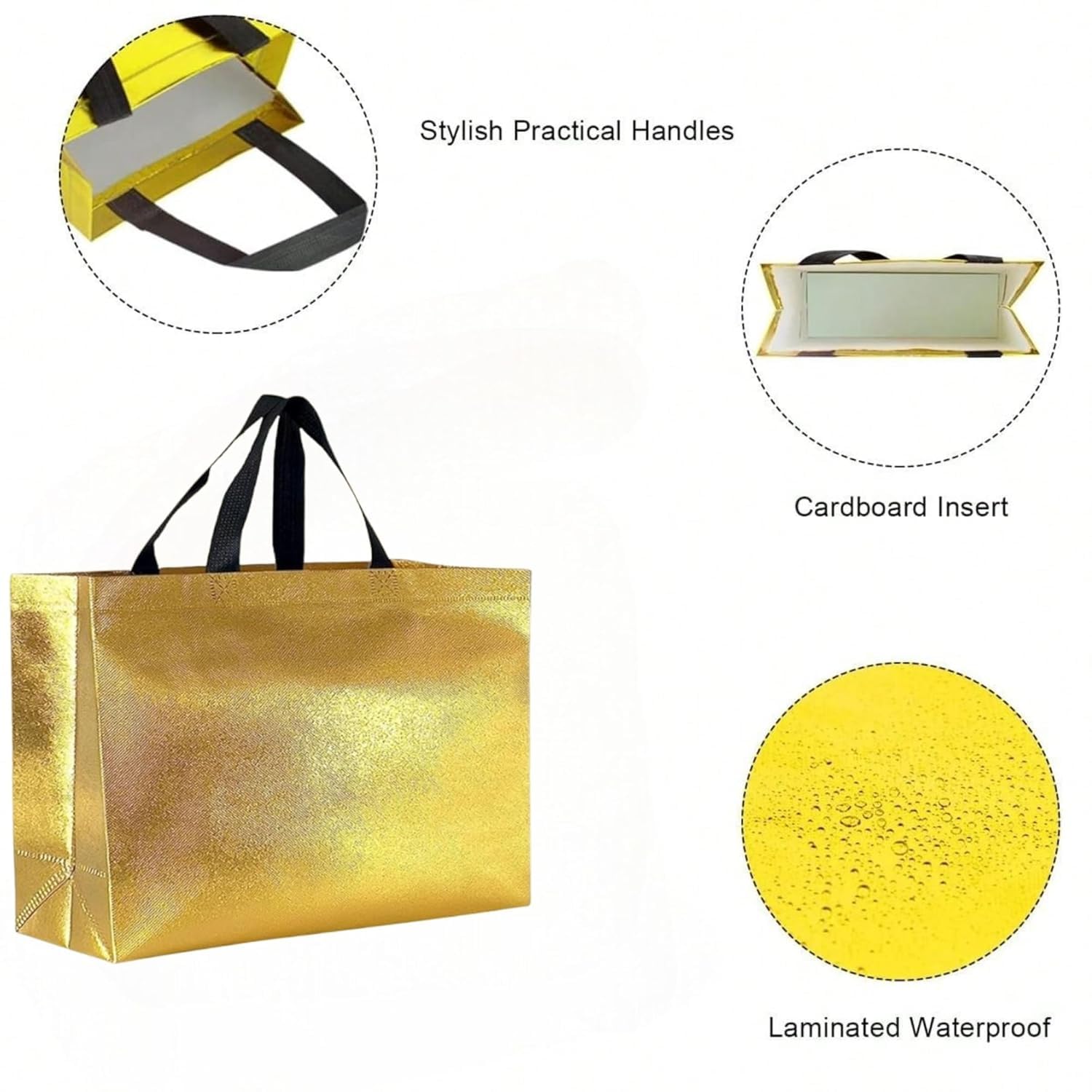 Large Metallic Gift Bags - Pack of 10 -3 Large Metallic Gift Bags - Pack of 10 -3