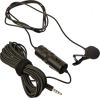 Boya BYM1 Omnidirectional Lavalier Condenser Microphone with 20ft Audio Cable (Black)