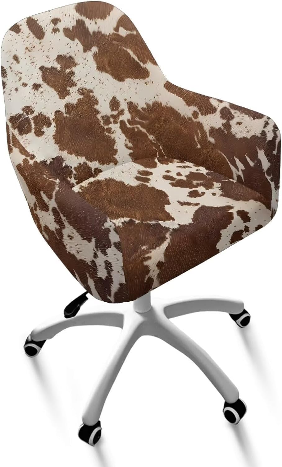 Cow Print Armchair Slipcover Elastic Office Chair Covers Stretchable Slipcover Snug Fit for Swivel Chairs, Desk Chair (Covers Back, Seat, Arms) Modern Design Fits Various Chairs