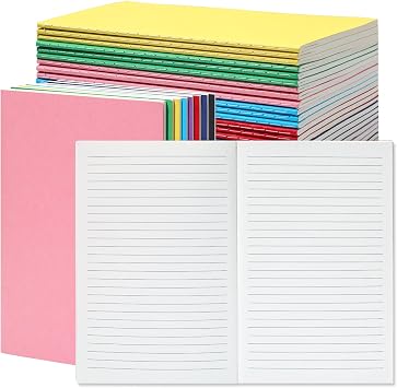 miikoul 24 Pack A5 Lined Notebook Journals in Bulk, Colored Kraft Cover College Ruled Subject Notebook Composition Journal for Student Busines Travelers, 8.3x5.5 Inches, 80 GSM, 60 Pages/30 Sheets