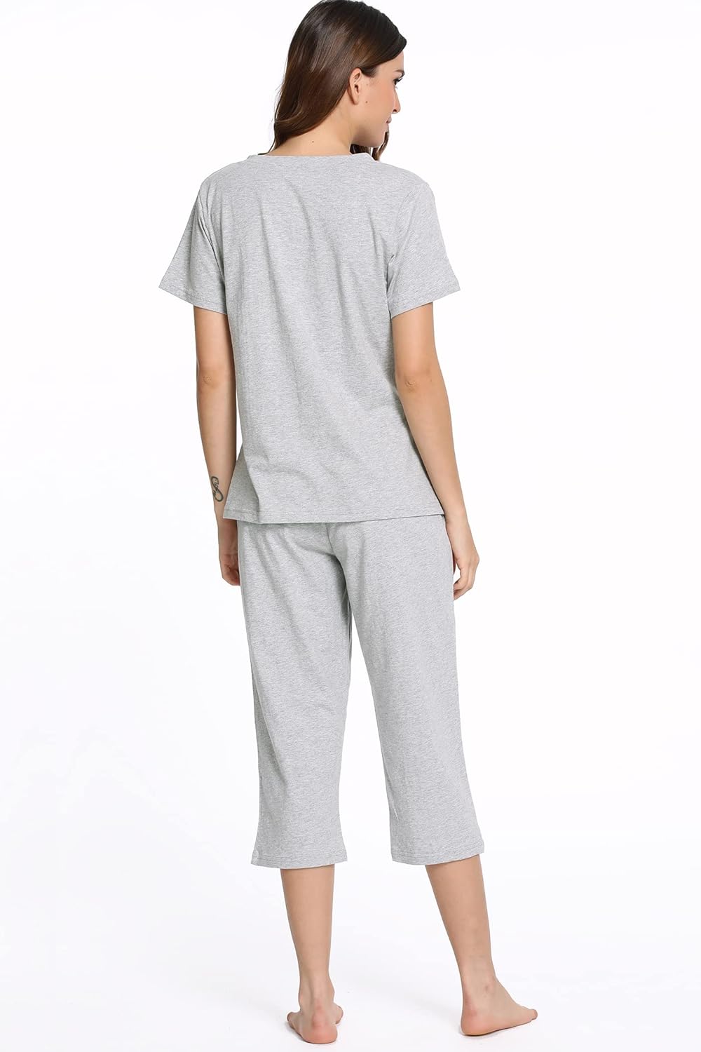 Latuza Women's Cotton Pajamas Set Tops and Capri Pants Sleepwear - Image 5