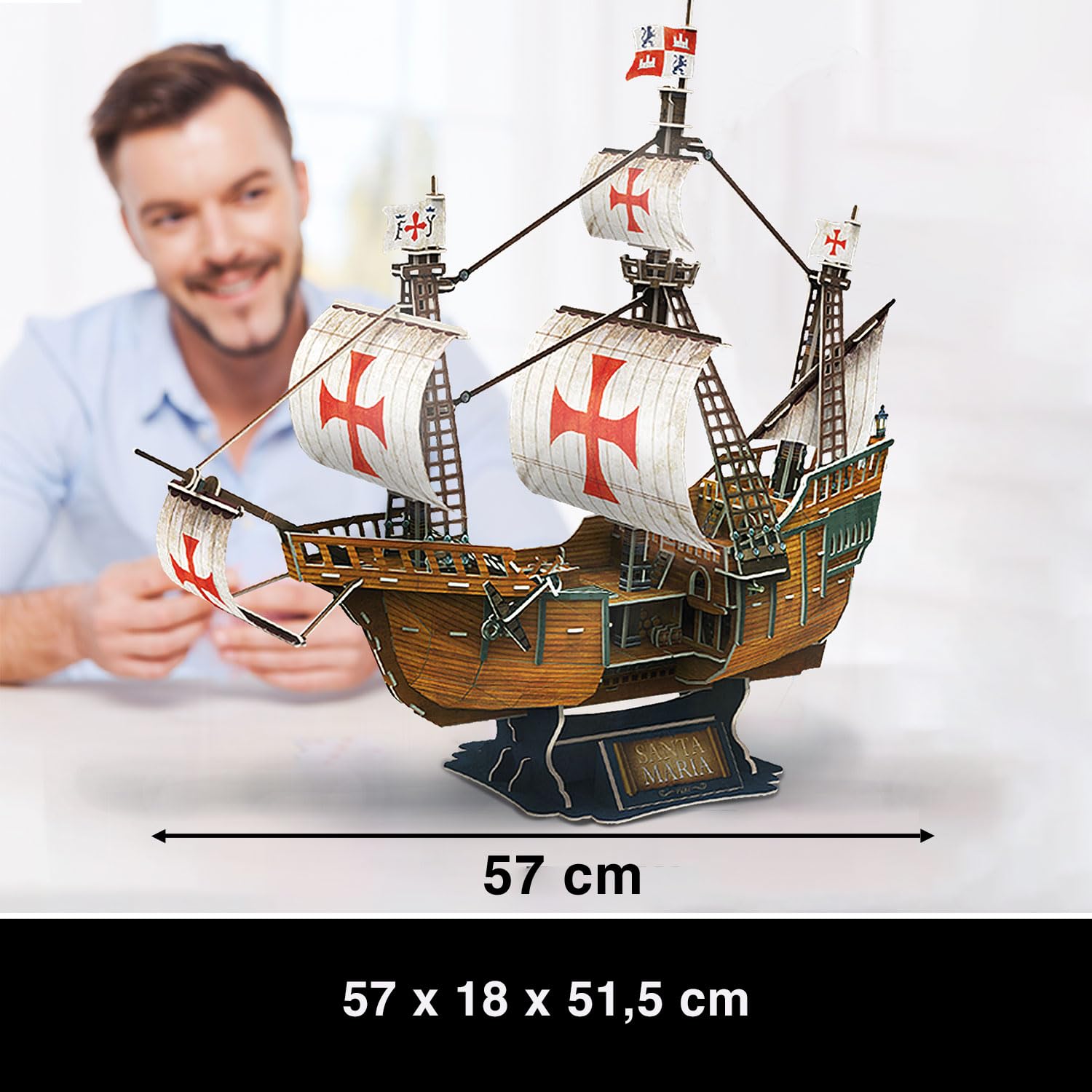 Puzzle 3D - Maquette Bateau Santa Maria | Maquette Bateau A Construire | Puzzle 3D Enfant Et Adulte | Puzzles 3D Adulte Et Enfant | 130 Pièces | Cadeau Garcon 8 Ans