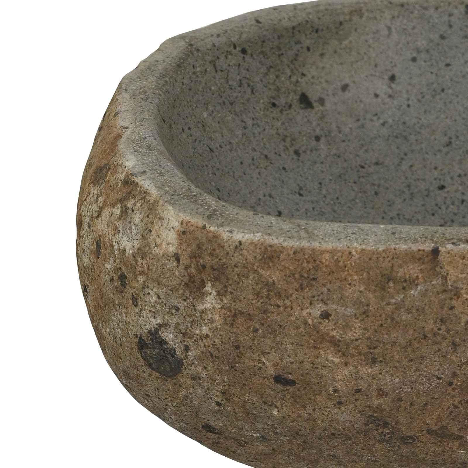 Lavabo in pietra di fiume, grigio chiaro, 30-37 cm x 25-30 cm x 12 cm, per bagno, lavandino a parete, salvaspazio, facile da pulire, con foro di scarico preforato, adatto per ristrutturazione