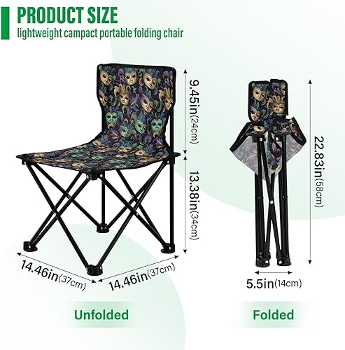 Miniatura 3 de Outdoor Folding Mardi Gras Carnival Gold Mask Camping Chairs for Adults Portable Camping Chair Lightweight Lawn Chair 202a6133