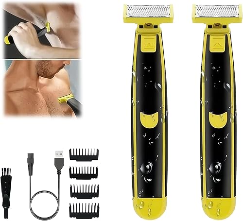 Miniatura 7 de Afeitadora eléctrica para hombre, maquinilla de afeitar de doble hoja para húmedo y seco, lavable de cuerpo completo, recargable por USB, 4 1pcs,2