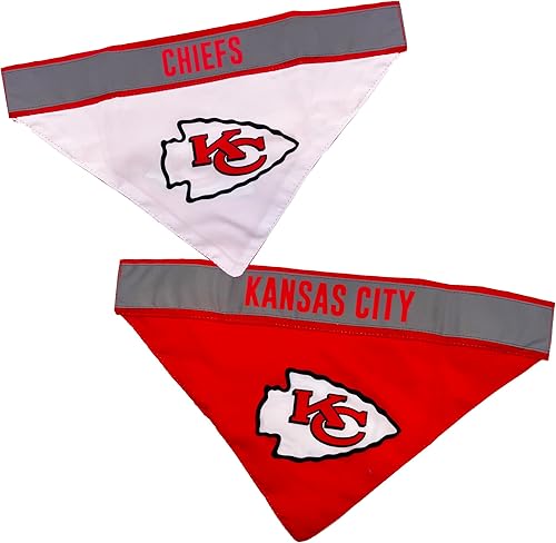 Pets First NFL Kansas City Chiefs Cowboys TIE - Bandana reflectante de fútbol para perros, para mascotas, gatos o perros. La mejor bandana para día
