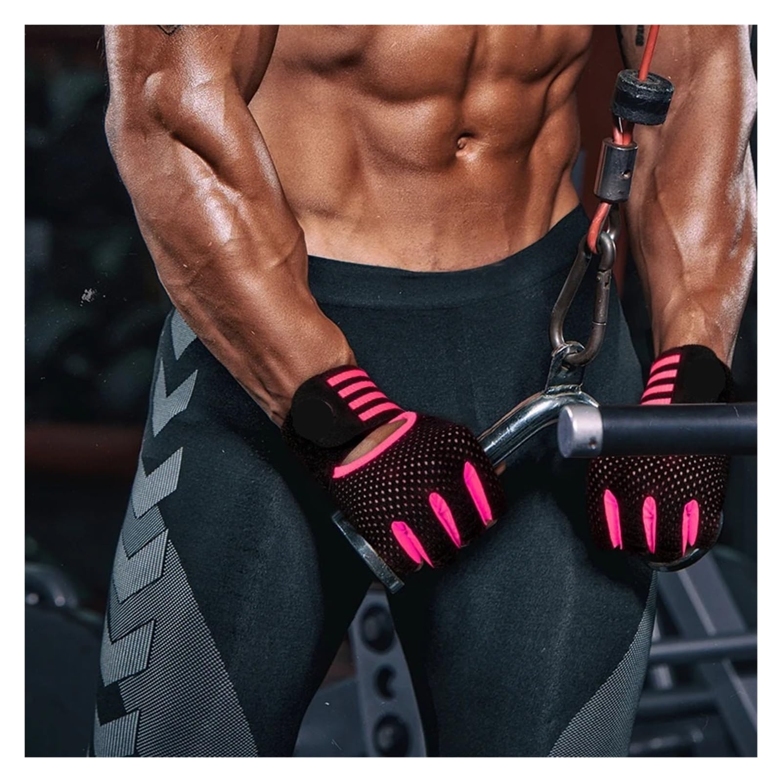 Guanti da palestra Guanti fitness da donna for uomo Guanti protettivi in ​​silicone antiscivolo for bodybuilding Guanti for sollevamento pesi Guanti da allenamento estivi traspiranti da palestra(Black
