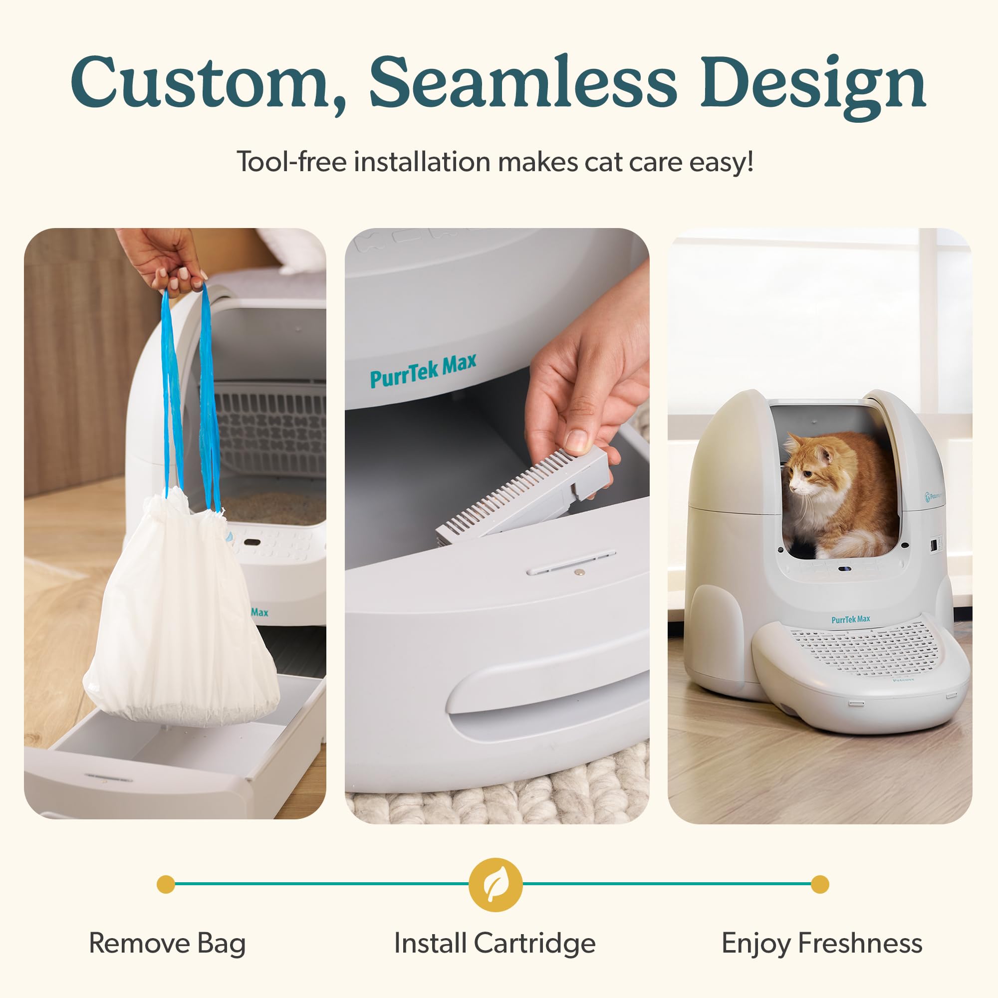PurrFresh - Desodorizantes de carbón para cajas de arena autolimpiables automáticas, repuestos de control de olores de carbón activado sin perfume, ajuste preciso, fácil instalación para Purrtek Max