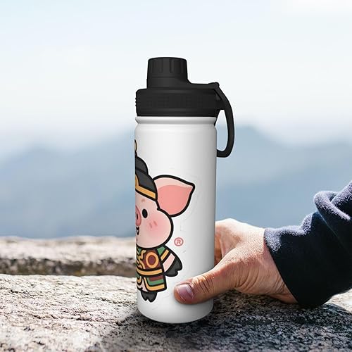 Miniatura 8 de Ancient Pig Printed Insulated Water Bottle, 18oz Stainless Steel Funny Travel Mug, Leakproof Hot & Cold for Sports, Gym, Hiking