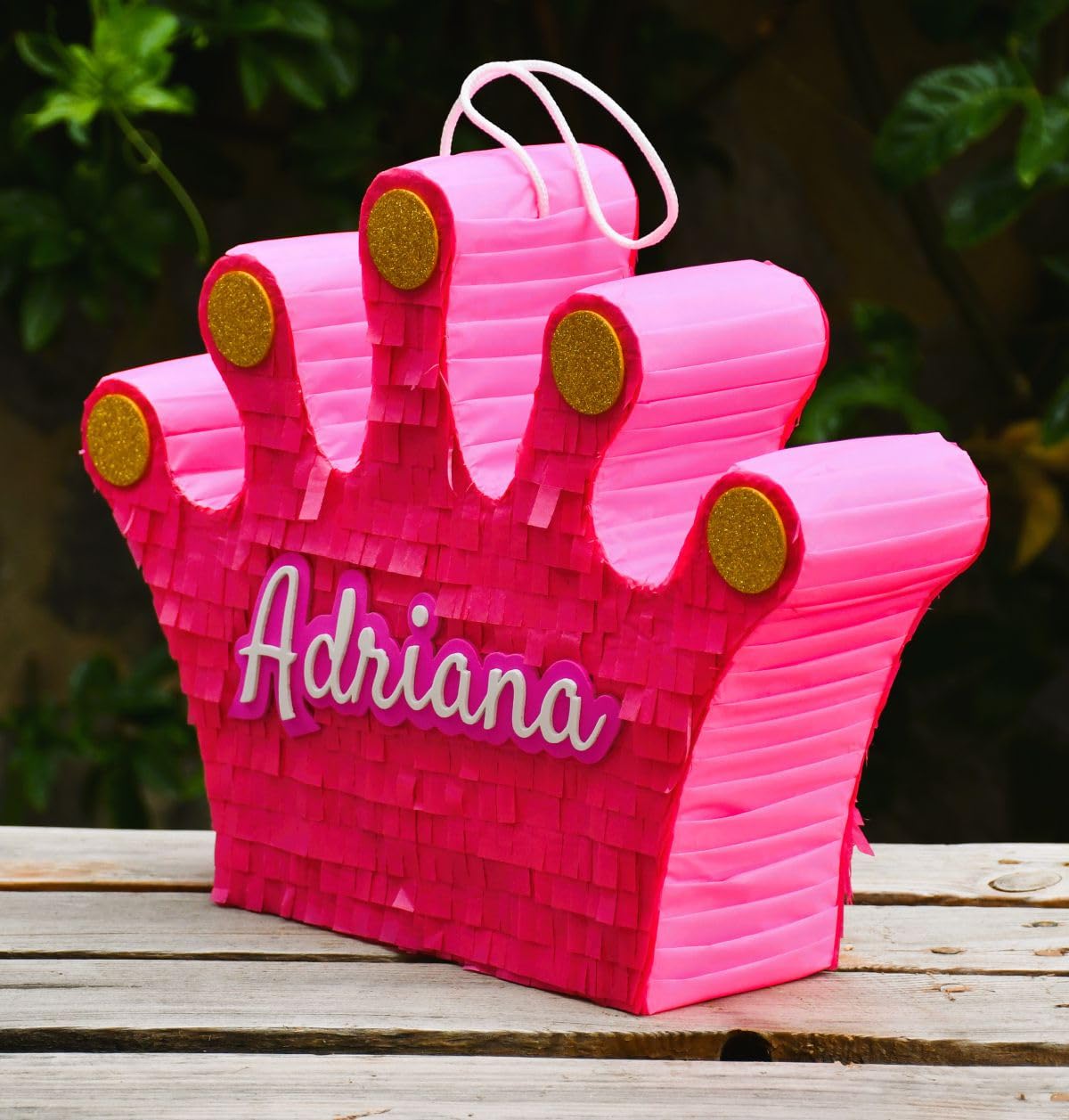 Piñata cumpleaños infantil hecha a mano de (Corona)) (Grande 65x50x10 Centímetros)