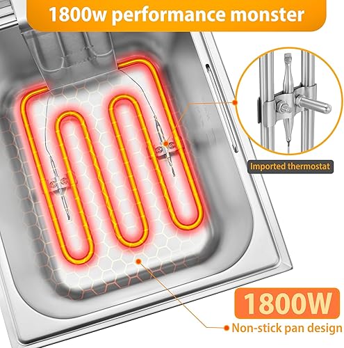 Miniatura 4 de Freidora Profunda con Canasta 9L9.5QT Uso Doméstico Freidora Profunda Pequeña 1800W Freidoras Comerciales para Cocinas y Comedores con Termostato