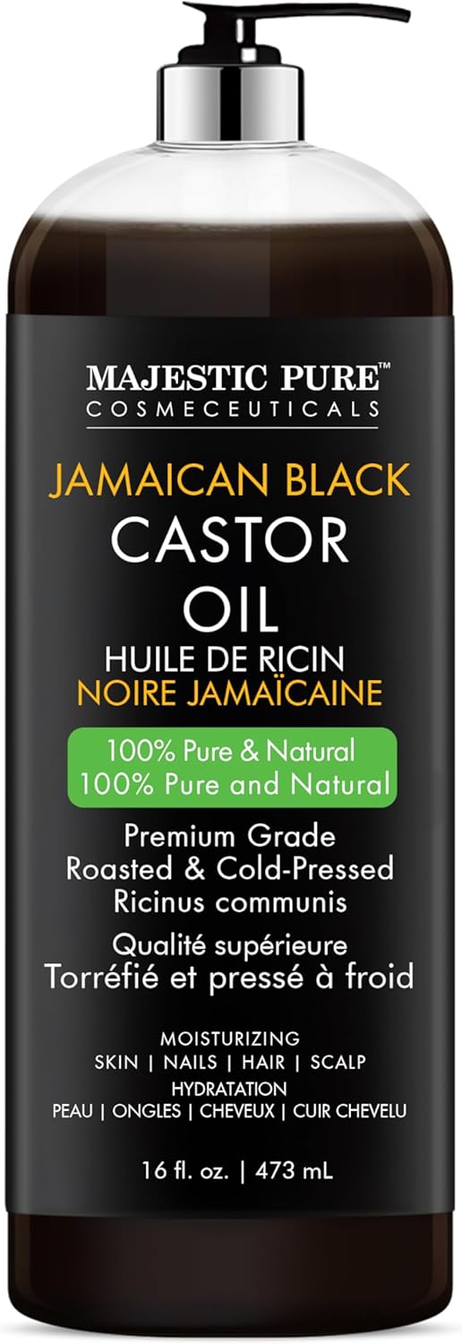 MAJESTIC PURE Pure Jamaican Black Castor Oil for Hair Care, Strengthening, Nourishing, and Volumizing Formula - Non GMO Verified, 16 Fl Oz - Image 2