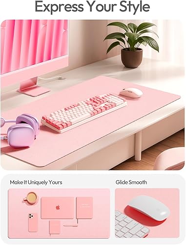 Miniatura 2 de YSAGi Protector de escritorio de cuero, alfombrilla de oficina, alfombrilla grande para ratón, secante de cuero PU antideslizante, almohadilla de