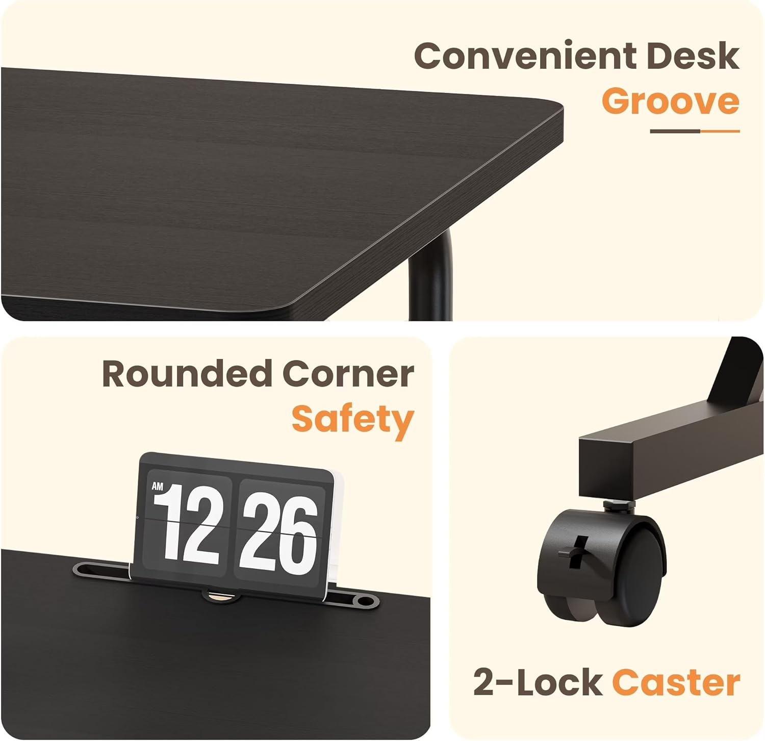 Dual Desktop Height Adjustable Rolling Desk with Wheels, Treadmill Desk for Walking Pad, Mobile Computer Table with Cup Holder for Home Office Bedroom Living Room, Black