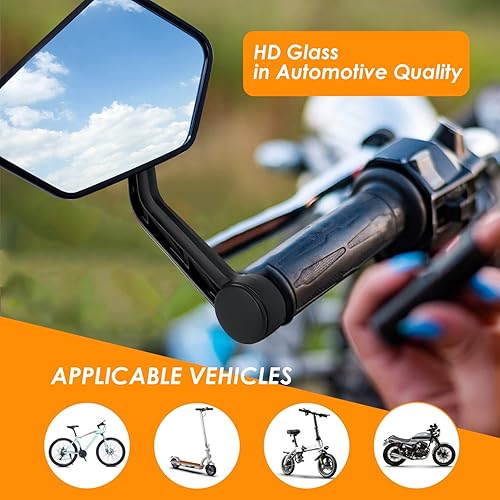 Miniatura 7 de Arkham Espejo de bicicleta para manillar HD Bar End Espejo de bicicleta de vidrio grueso de grado automotriz para manillar resistente a los