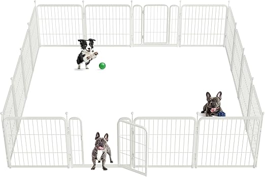 FXW Rollick Dog Playpen for Anywhere, Yard, RV Camping, White│Patented, 24 inch 16 Panels