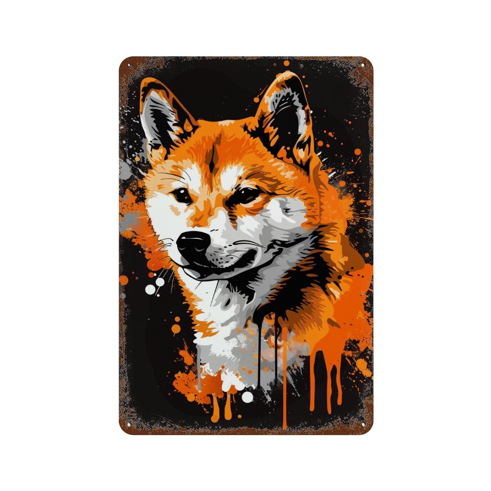Fox Art Print Rusty Metal Tin Sign 11.8"x7.9", Ideal for Office, Studio And Wall Decor