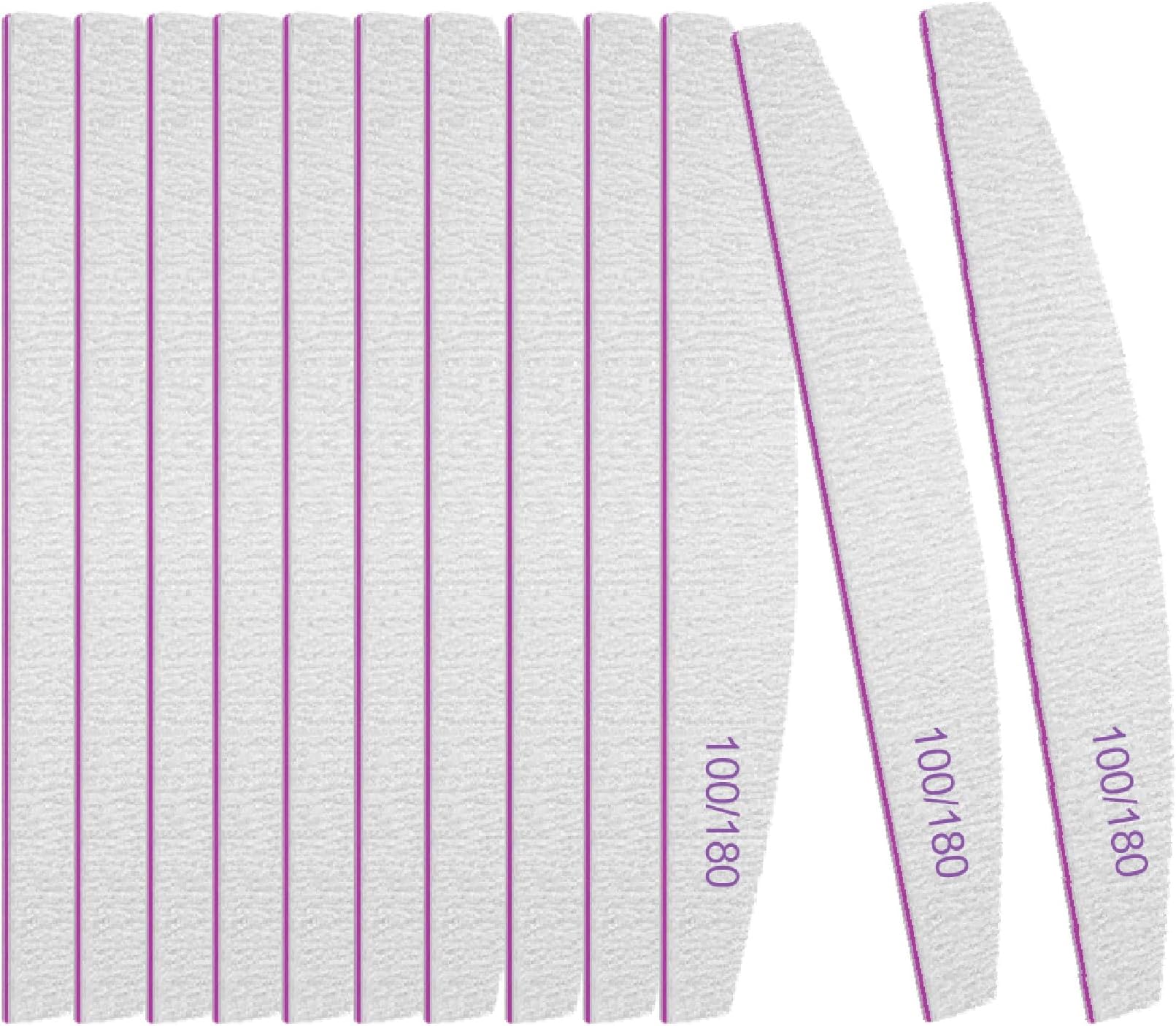 12PCS Professional Nail Files Double Sided Emery Board 100/180 Grit Washable Nail Files, Fingernail Buffering Files Manicure Tools Nail Styling Tools Pet Grooming Tools, Gray