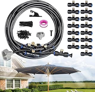 mizikuu 12M Kit Nebulizador Terraza, Brumizador de Terraza Exterior Sistema de Enfriamiento por Nebulización Sistema de Riego de Jardines Automático para Patio Césped Invernadero Sombrillas Techos