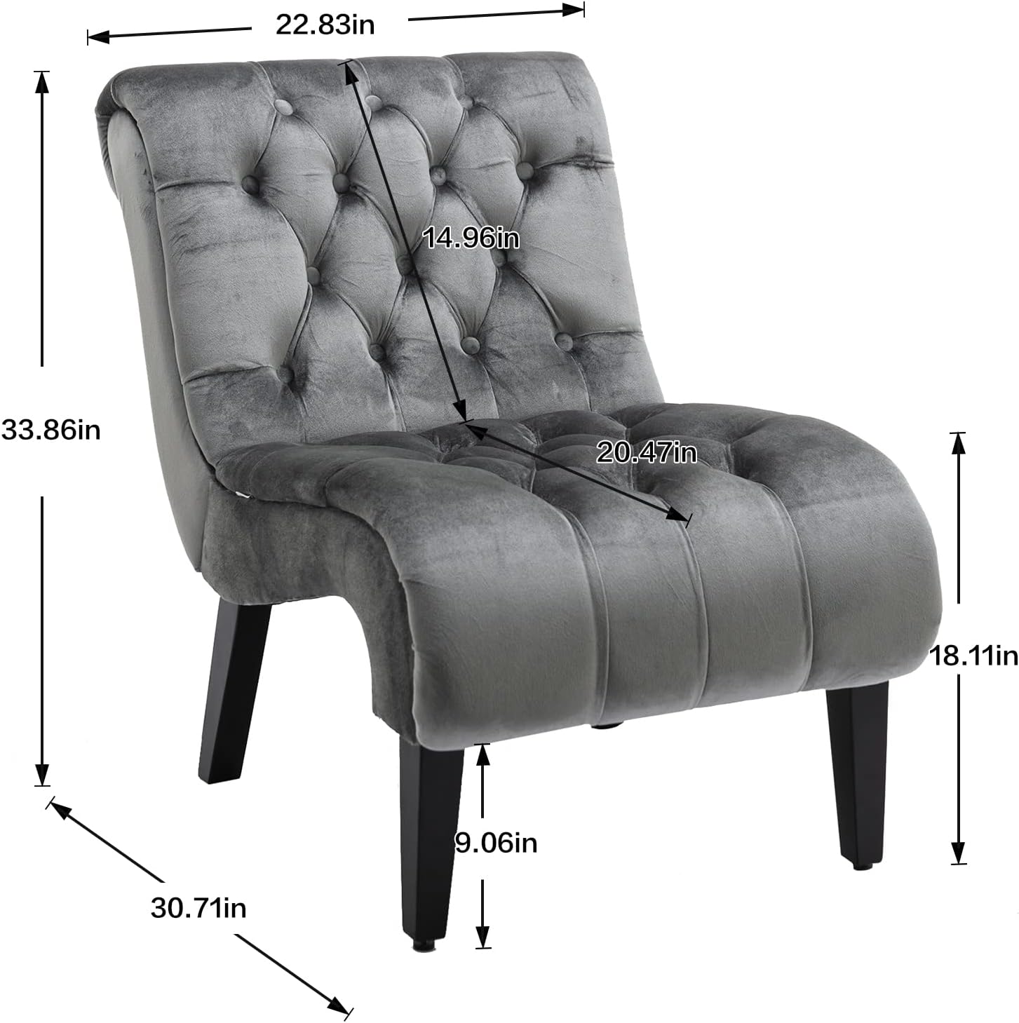 Accent Chair Comfort for Living Room,Lounge,Bedroom,Office Decorative,Velvet Tufted Armchair,Upholstered Barrel Chair Square Bedroom Chair Perfect,Accent Living Room Chair/Leisure Chair (Silver)