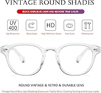 Vista 5 de AIEYEZO Retro Computer Blue Light Blocking Glasses for Men Women Fashion Round Computer Gaming Glasses