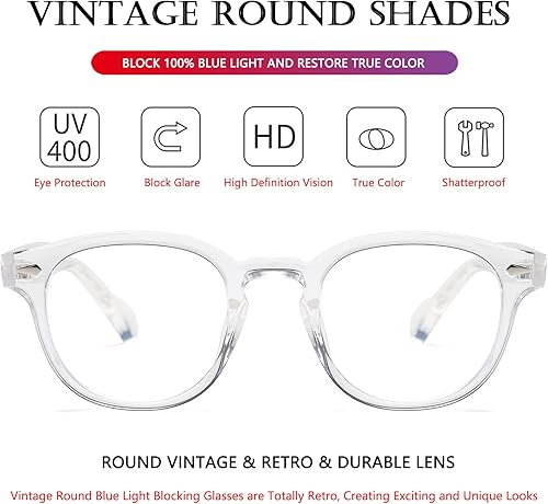 Miniatura 5 de AIEYEZO Retro Computer Blue Light Blocking Glasses for Men Women Fashion Round Computer Gaming Glasses