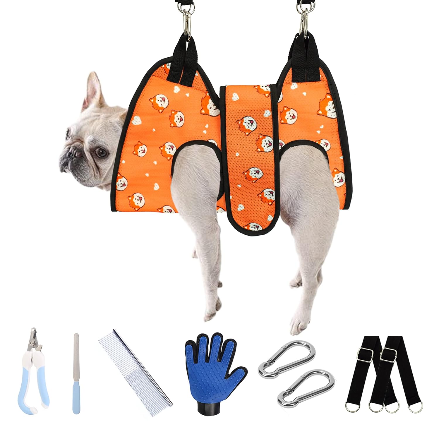 Pet Grooming Hammock for Dogs and Cats, JUOUWEHE Dog Grooming Hammock Kit with Tools