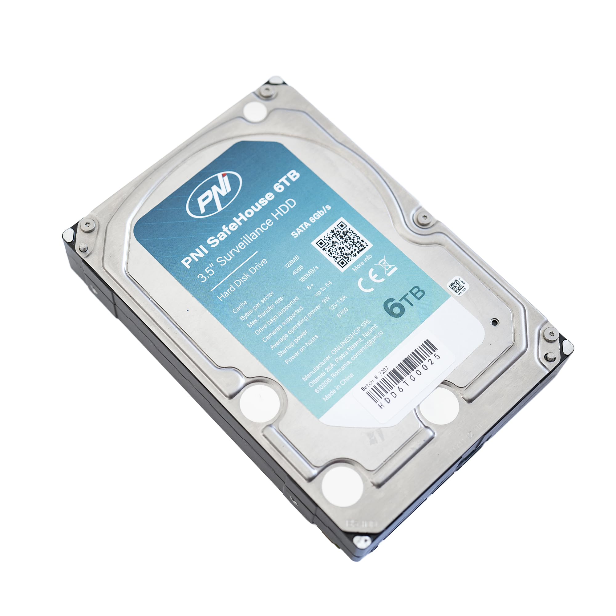 Hard Disk interno PNI SafeHouse 6TB 3,5" HDD, CCTV, 128MB, SATA III, 7200 RPM per sistemi di sorveglianza
