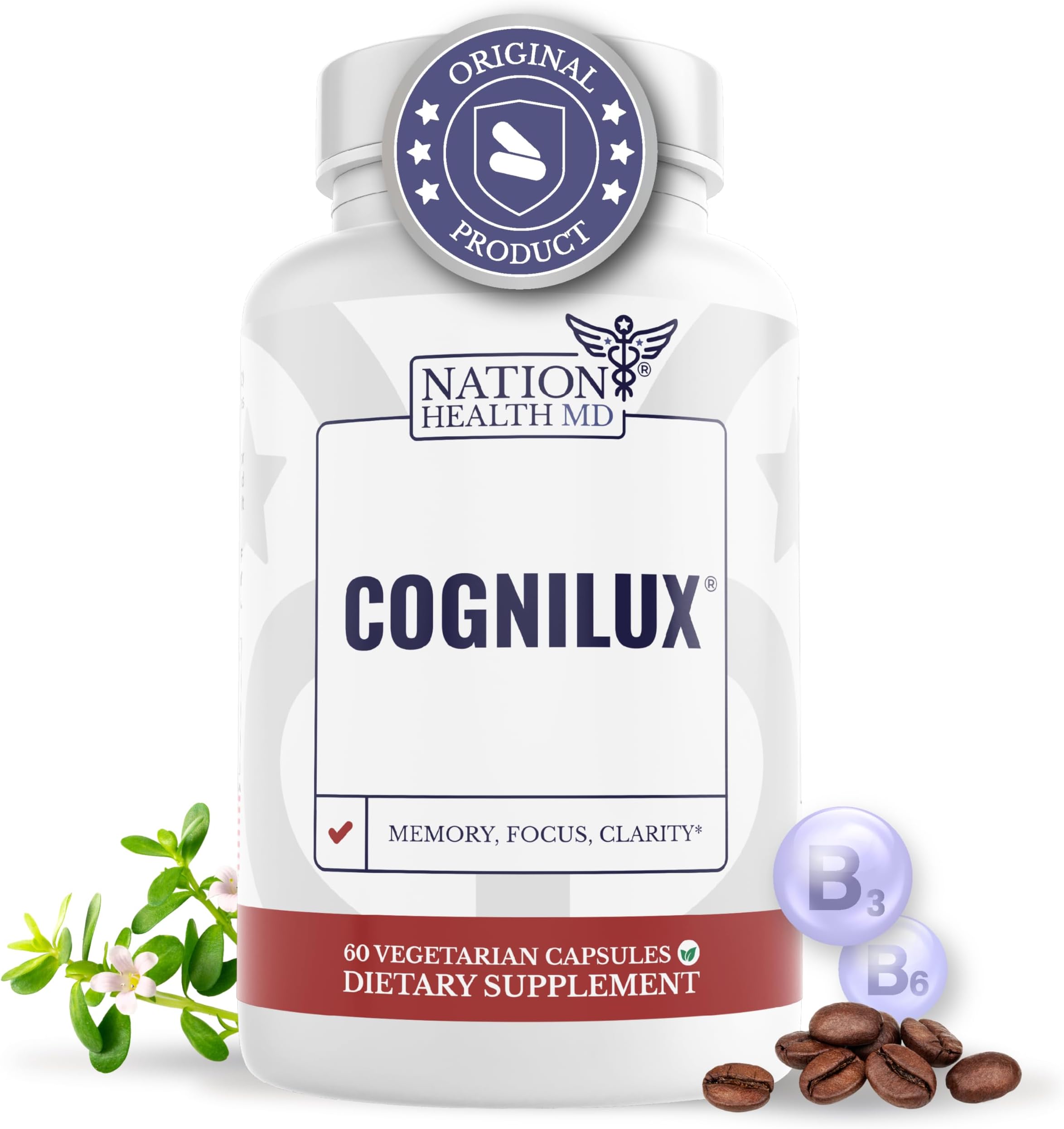 Cognilux - Brain Supplements for Memory and Focus - Nootropic Focus Supplement with Niacin, Vitamin B6, GABA and More - Memory Supplement for Brain, Brain Health
