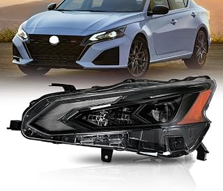 Left LED Headlight Assembly Fit for 2023-2024 Nissan Altima SV S SR SL Platinum,Headlamp Black Housing Amber Reflector Replacement Left Driver Side 260609HF0C NI2502295