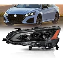 Left LED Headlight Assembly Fit for 2023-2024 Nissan Altima SV S SR SL Platinum,OE Style Black Housing Amber Reflector Replacement Driver Side 260609HF0C NI2502295