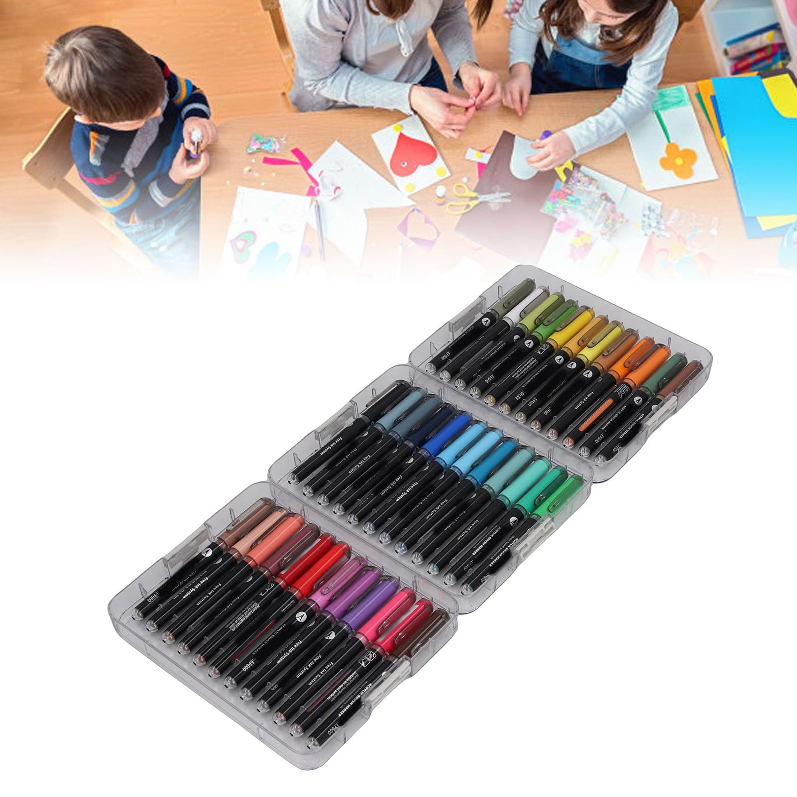 GOWENIC Professionelles Set mit Acrylfarben-Markern, 36 Farben für Aquarellfarben, mit Aufbewahrungsbox, Satte Farbkunststifte für Künstler, Bestes Geschenk für und Erwachsene, Tragbare Pinsel für