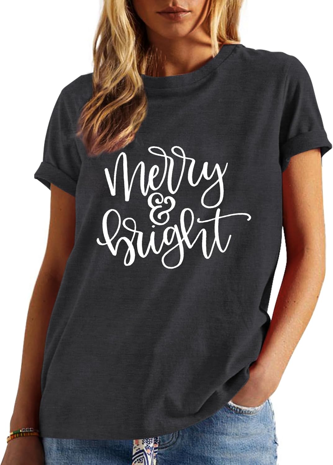 Merry Christmas Shirt Christmas Womens Shirts Xmas Vacation Short Sleeve Tops - Image 3