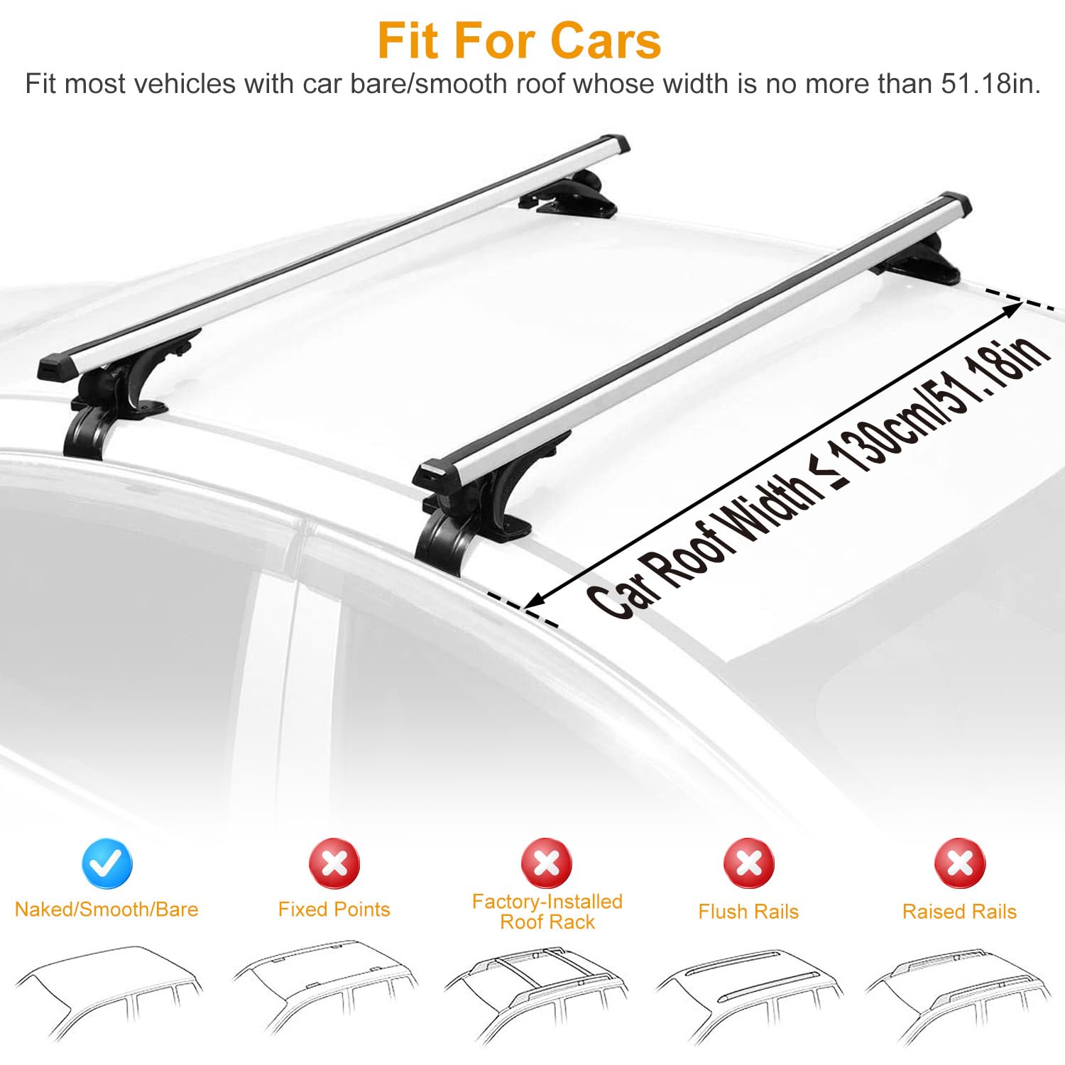 TeqHome Universal Roof Rack Cross Bars, 48
