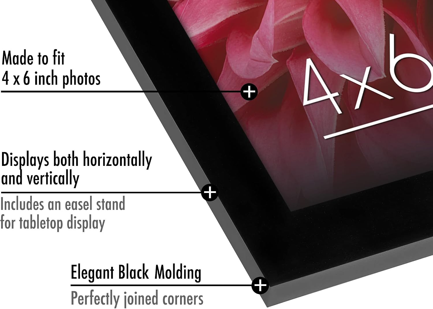 Americanflat 4x6 Picture Frame with Shatter-Resistant Glass - Set of 6 - Galleria Collection - Picture Frames for Tabletop and Wall Display - Black