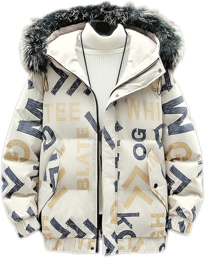 Amazon ダウンジャケット ファー付き フード付き ダウンコート メンズ アウトドア 登山 綿服 厚手 コート 防寒着 防寒防風 おしゃれ 冬服 軽量 保温 男性用 ライトダウン スリム 素地 ショート丈 アウター コート ジャケット 通販