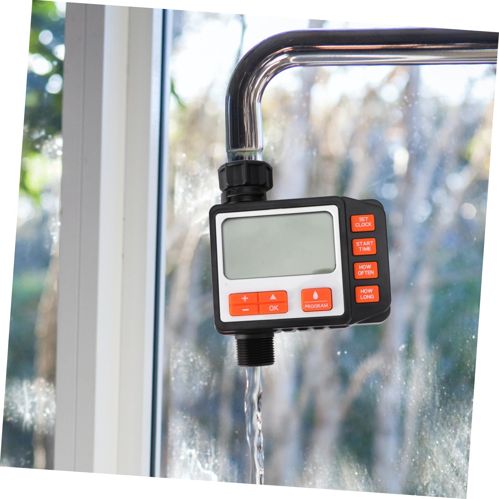 Timer Irrigazione Display Digitale Grande in Abs Nero | Programmatore Intelligente, per Irrigazione a Goccia e Sprinkler, Uso Semplice, senza Batteria