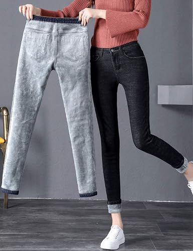 Yehopere Jeans invernali da donna, aderenti, caldi, foderati in pile, a vita alta, X-Small Corto Yehopere Jeans invernali da donna, aderenti, caldi, foderati in pile, a vita alta, X-Small Corto