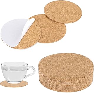 12 PCS Cork for Coasters, Self-Adhesive Cork Coaster Backing Round, 4 In...