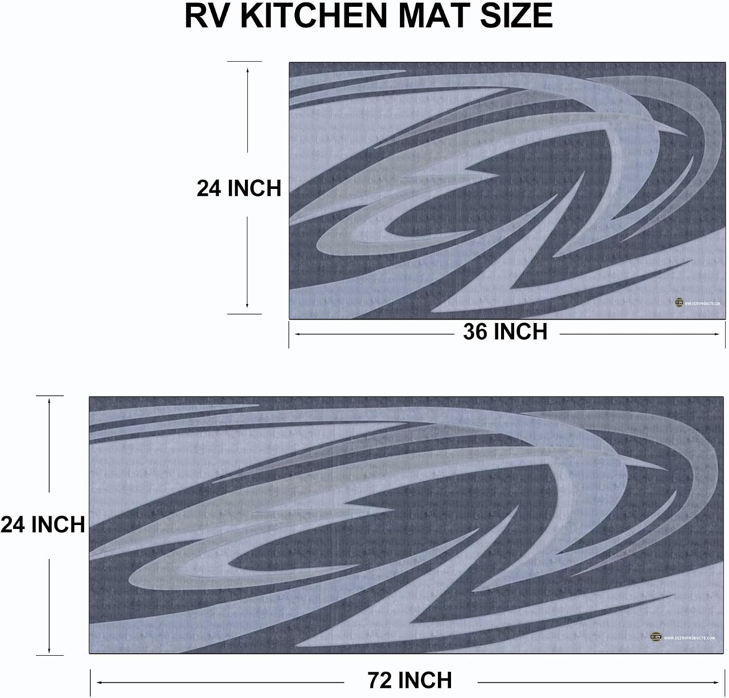 EEZ RV Products Anti Fatigue Kitchen Runner and Mat Set of 2 Non Slip Cushioned for RV Camping Outdoor (Grey)