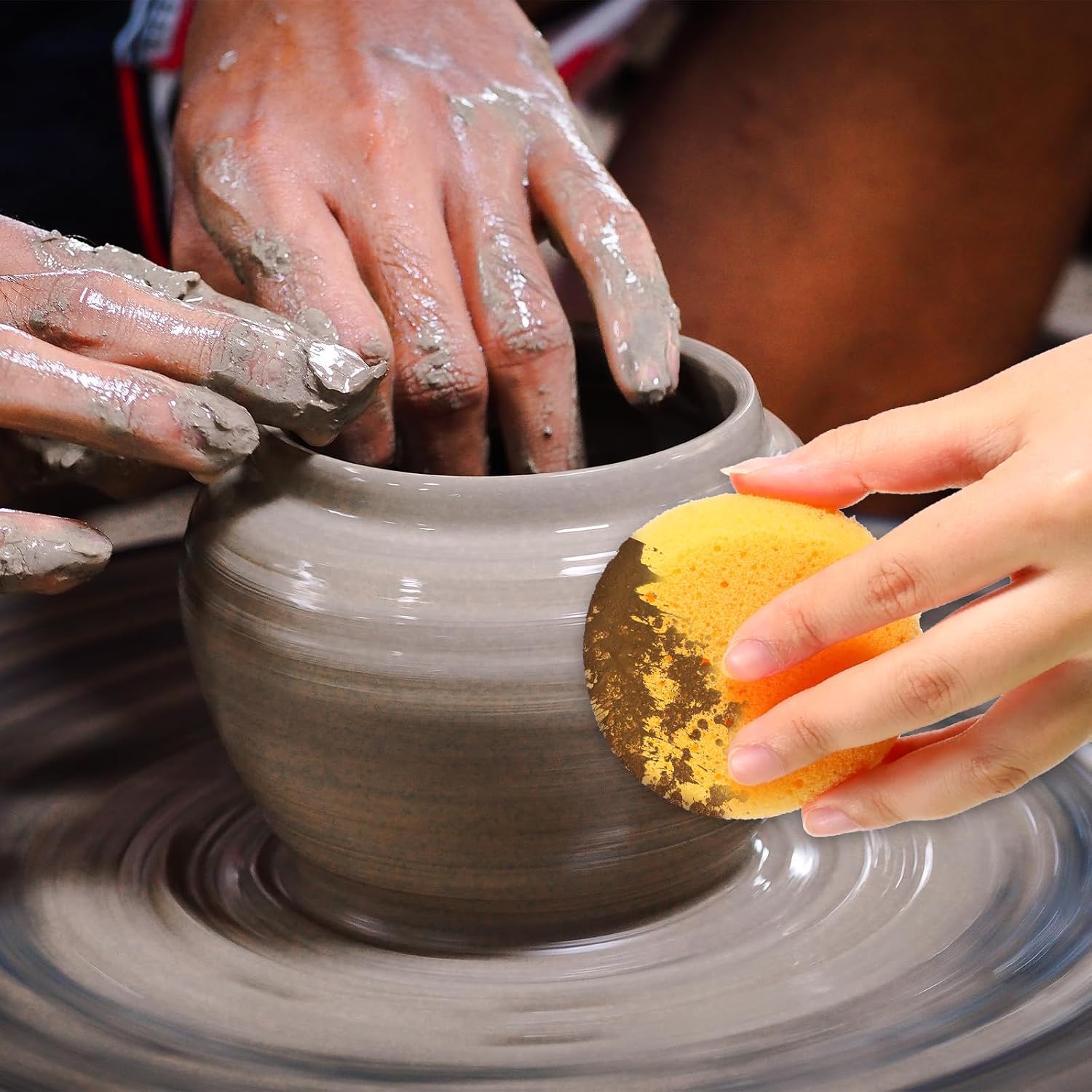 12 Pcs Round Pottery Sponges, Elasticity Clay Sponges Water Absorption Tack Sponges for Kitchen Shoes Leather Care Painting Crafts, Ceramics