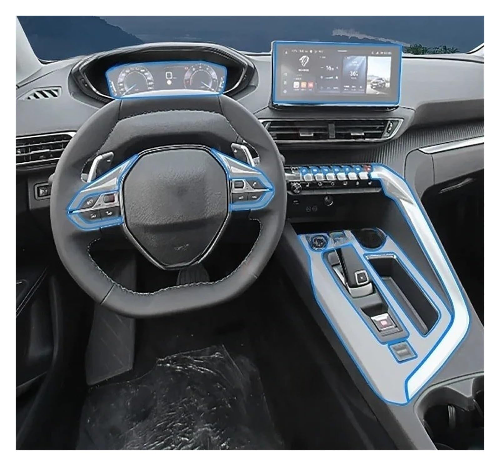 para PE&ugeot 2008 4008 2023, Consola Central Interior De Coche, Película Protectora Transparente TPU, Pegatina Reparador Arañazos Protector Pantallas