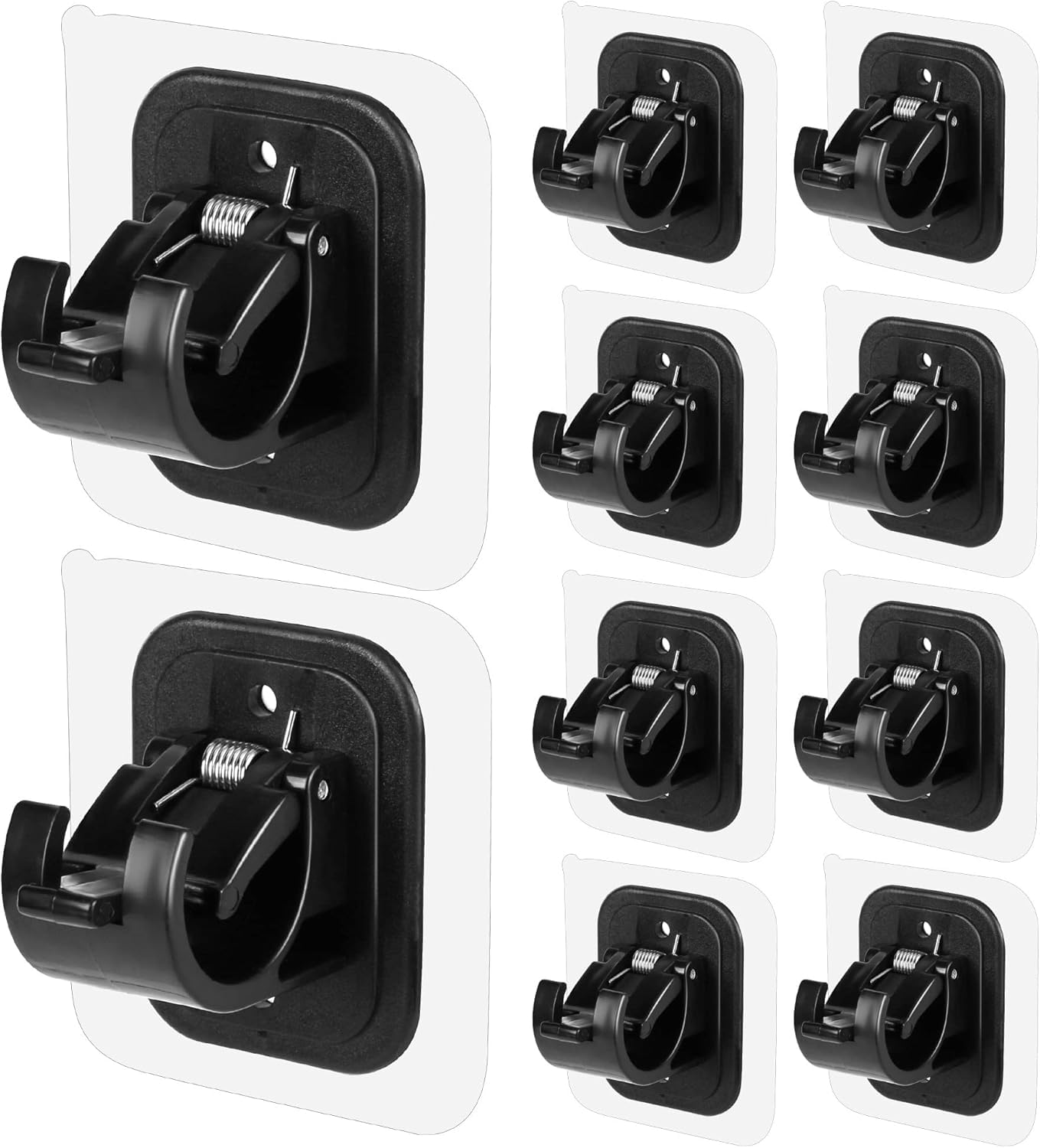 ELMVIA QARB No Drill Plastic Curtain Rod Brackets No Drilling Self Adhesive Curtain Rod Holder Hooks Nail Free Adjustable Curtain Rod Hooks Curtain Hangers (6PCS Black)