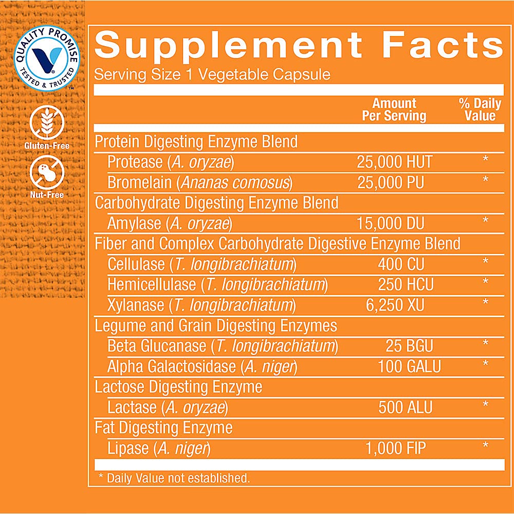 The Vitamin Shoppe Digestive Enzymes - Complete Digestive Support & Bloating Relief | Plant-Based Multi-Enzyme | 90 Veggie Caps | Vegan — Amazon image 2