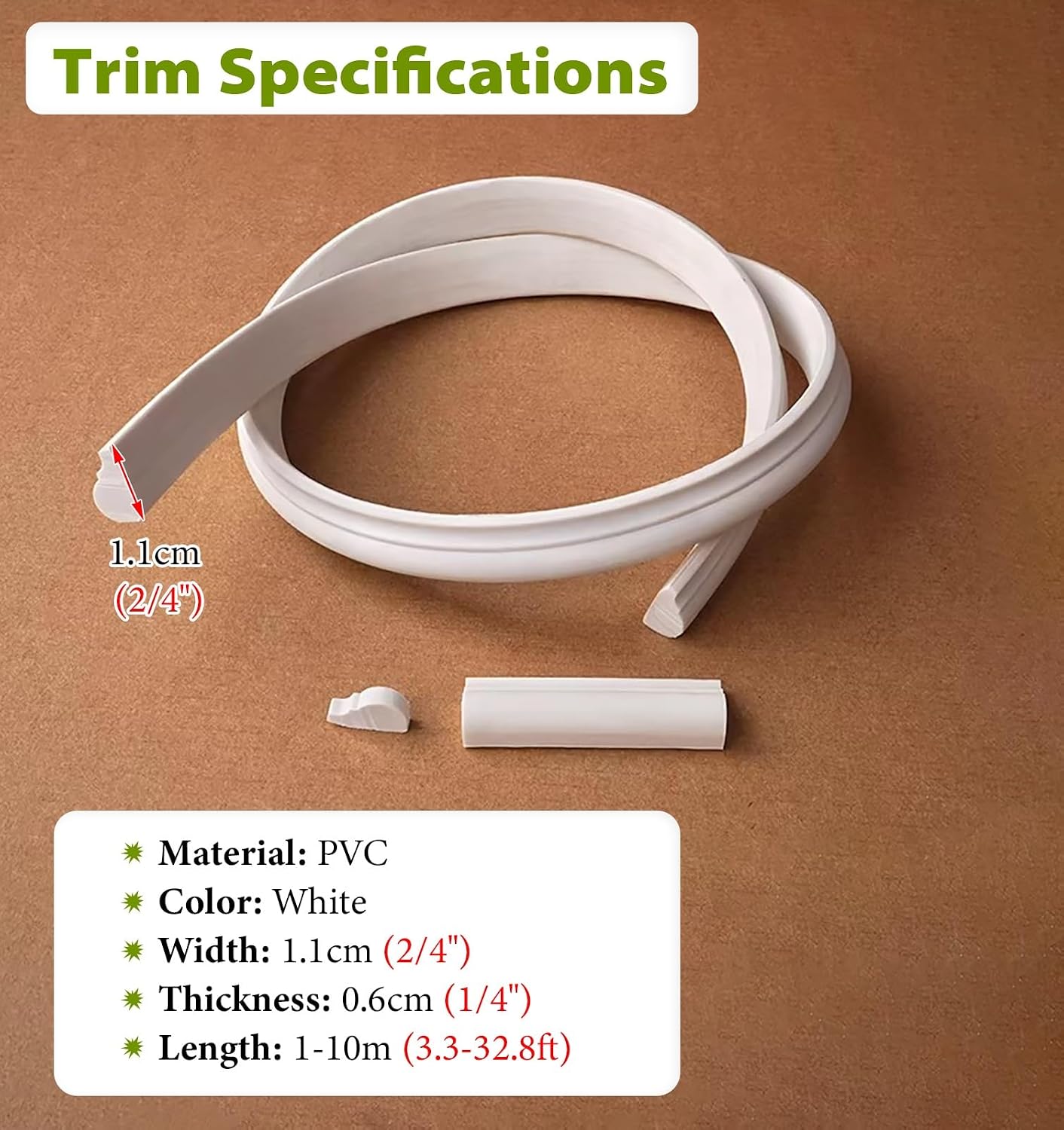 Universal Half-Circle Door Molding, DIY Arch Trim Strip for Interiors, Paintable, 29.5ft Doorway Cover, 1.1cm Wide, Ideal Home Decor Solution