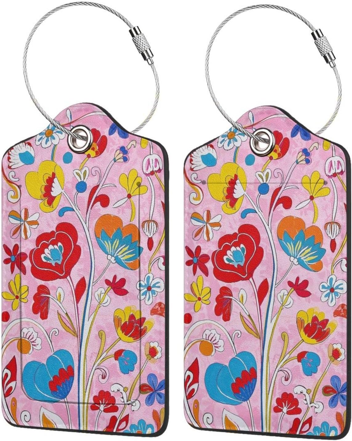 4 Pack Luggage Tag for Suitcase,Cute Cat PU Leather Baggage Tags with Privacy Name ID Address Labels and Durable Steel Loop for Women Men Travel