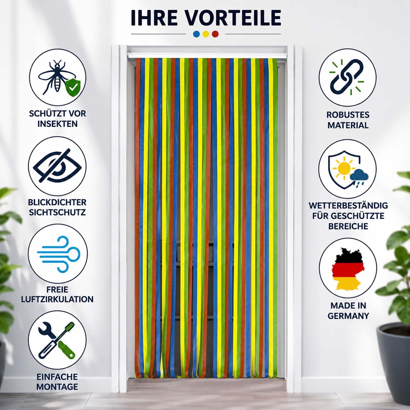 BURI 12x Tür Streifenvorhang Insektenschutz 90x200 cm Sichtschutz Kunststoff