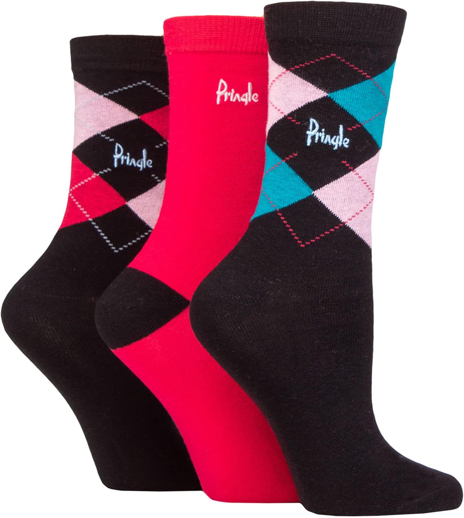 Pringle Ladies Argyle Cotton Socks Pack of 3